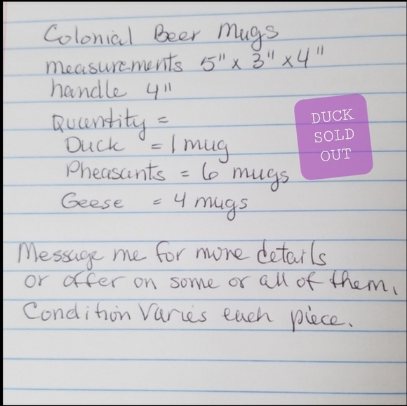 PICK 3!! Vintage Princess House Colonial Beer Mugs - Picture 4 of 9